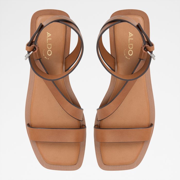 Flat sandals in cognac leather - GRUGAR