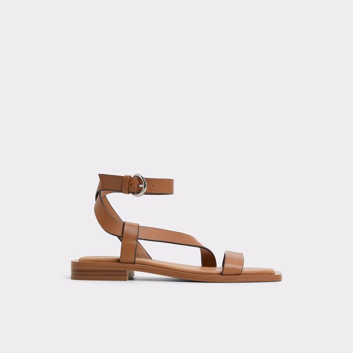 Flat sandals in cognac leather - GRUGAR