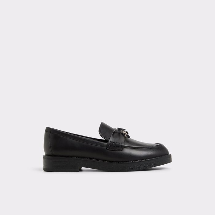 Flat loafers in black leather - GWAJAR