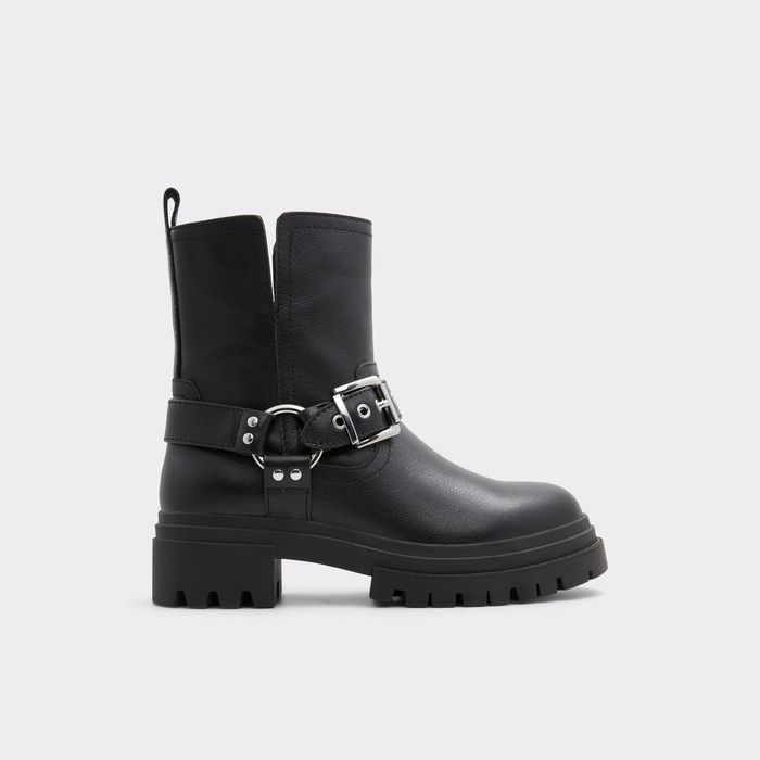 Flat ankle boots in black leather - HARLLY