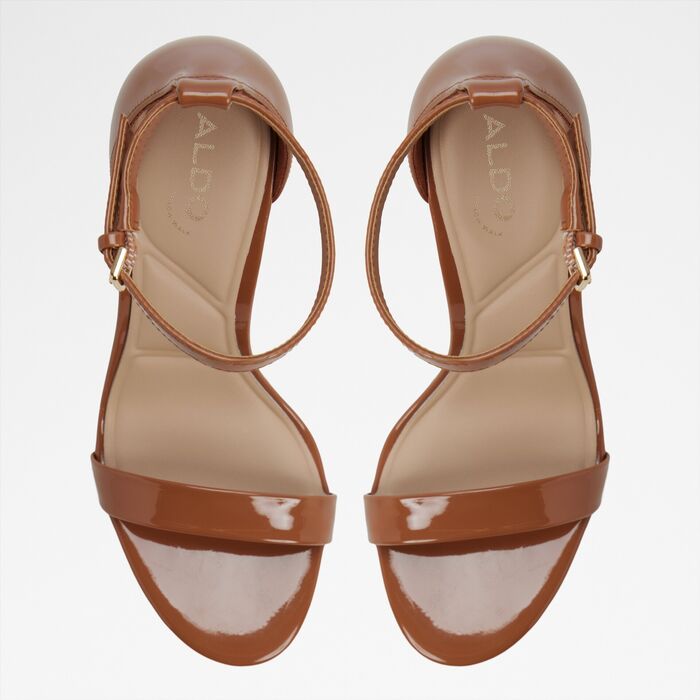 Stiletto heeled sandals in cognac patent - JACYNTHE