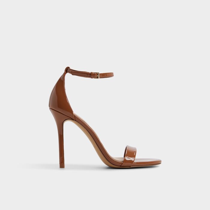 Stiletto heeled sandals in cognac patent - JACYNTHE