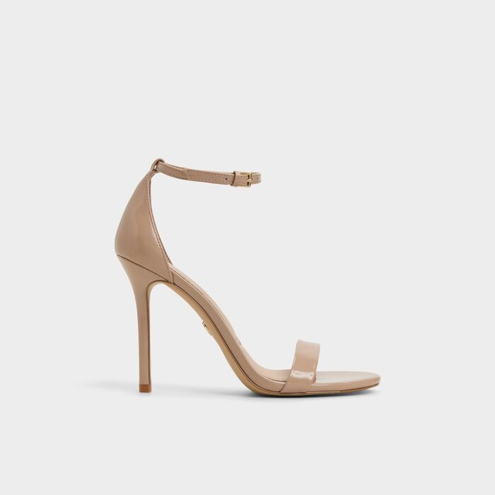 Stiletto heeled sandals in beige patent - JACYNTHE