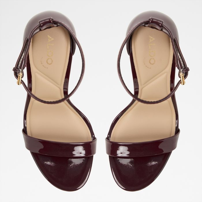 Stiletto heeled sandals in bordo patent - JACYNTHE