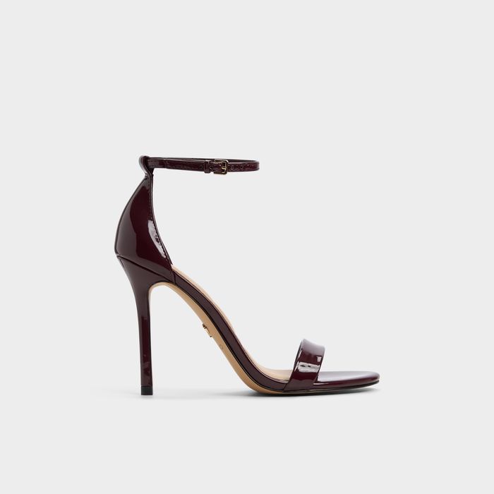 Stiletto heeled sandals in bordo patent - JACYNTHE