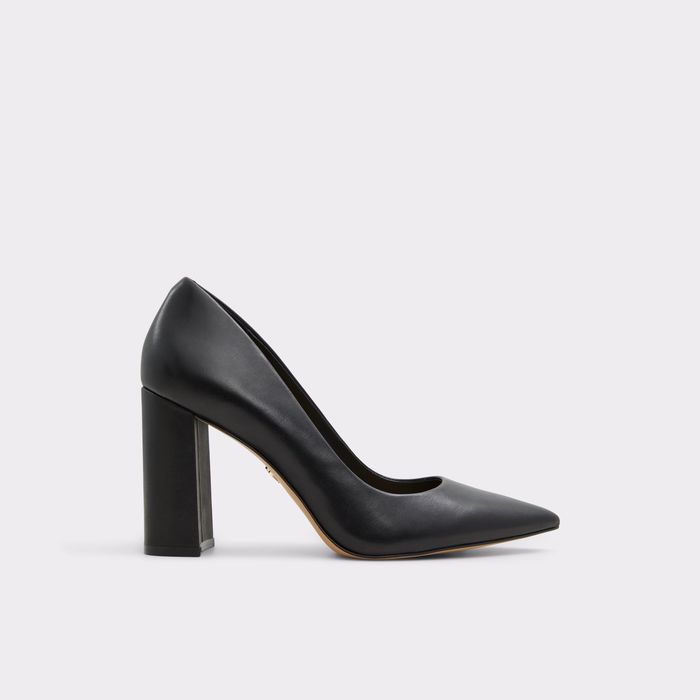 Block heeled shoes in black leather - JAVABRIRYN