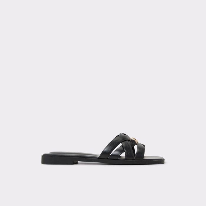 Flat sandals in black leather - JENNALERIEL -IN