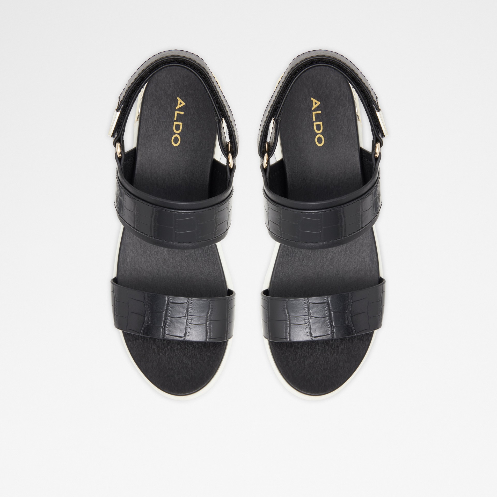 Aldo black wedge online sandals