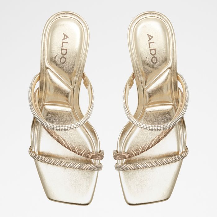Kitten heeled mules in rose gold - JEWELLA