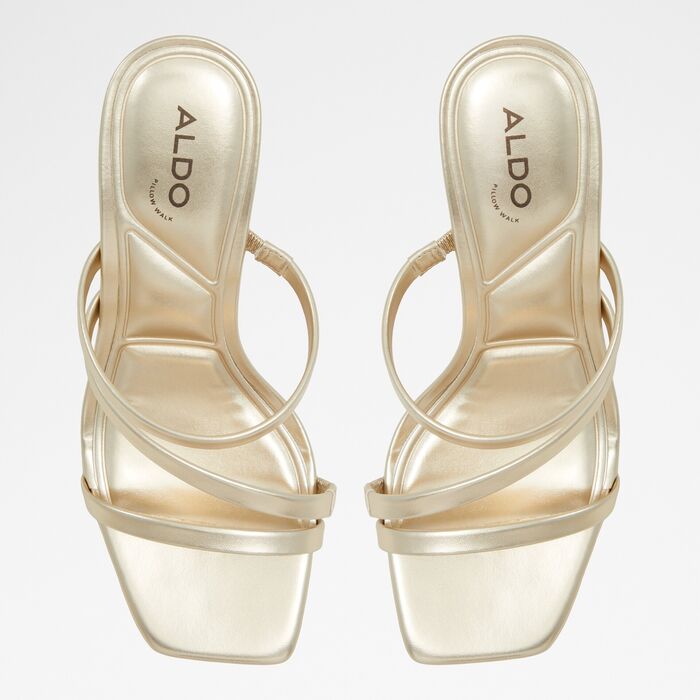 Kitten heeled mules in gold - JEWELLA