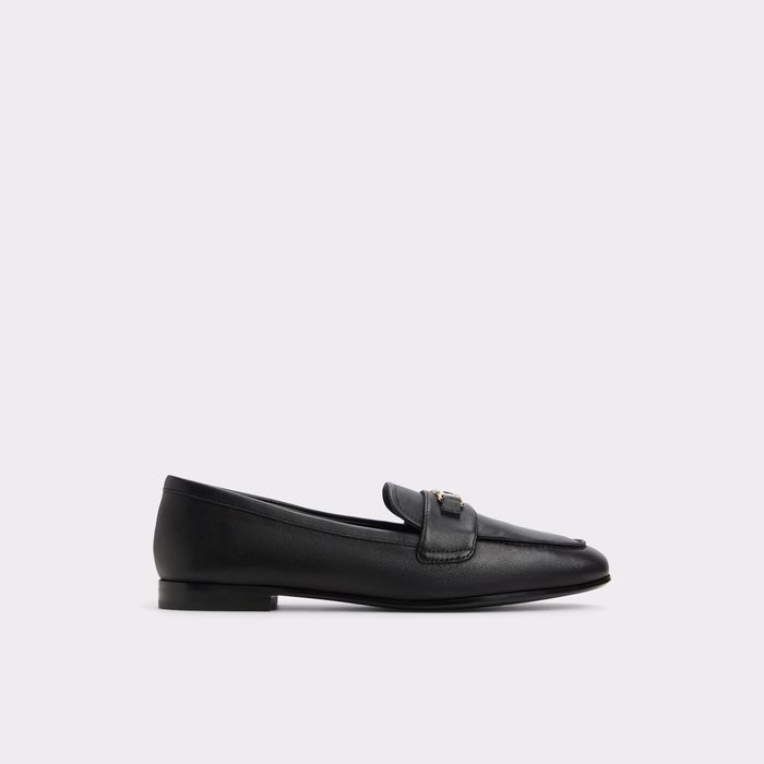 Flat loafers in black leather - JOANA