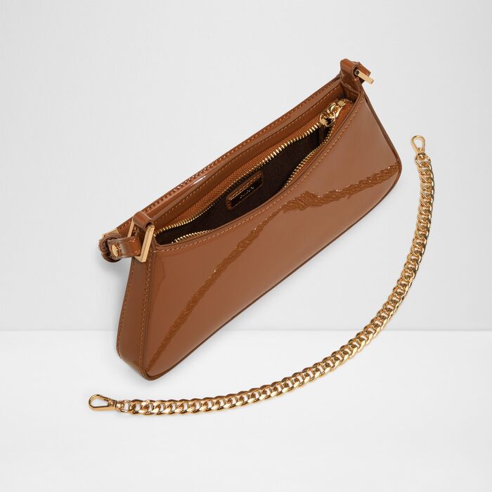 Shoulder bag in cognac patent - JOBELLE