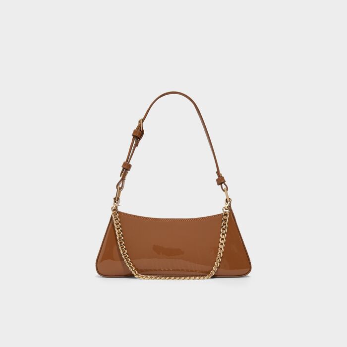 Shoulder bag in cognac patent - JOBELLE