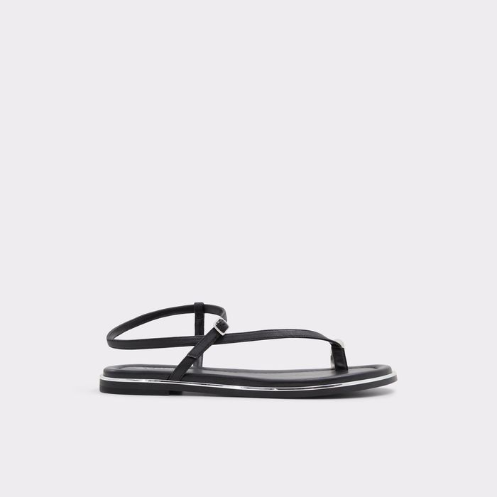 Flat sandals in black leather - JOMALI