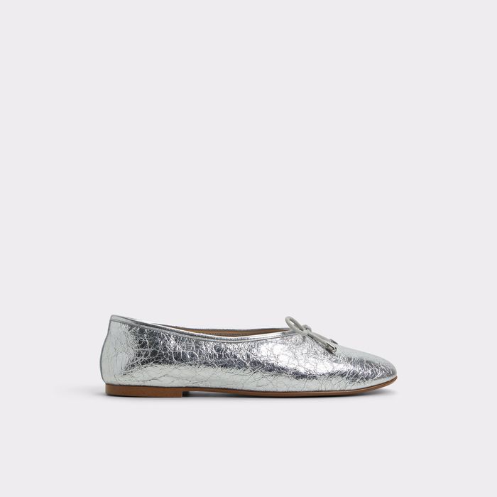 Flat ballerinas in silver leather - JOSELIE