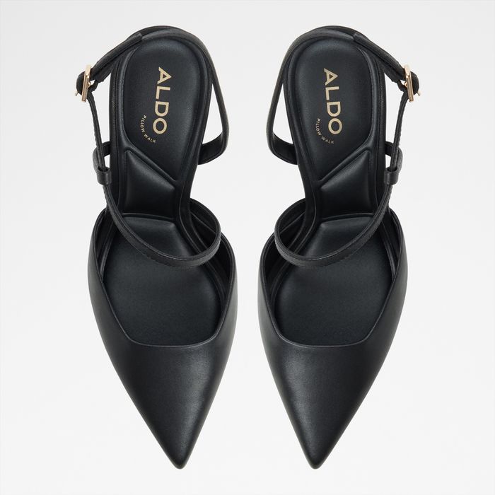 Kitten heeled shoes in black leather - JULEZ