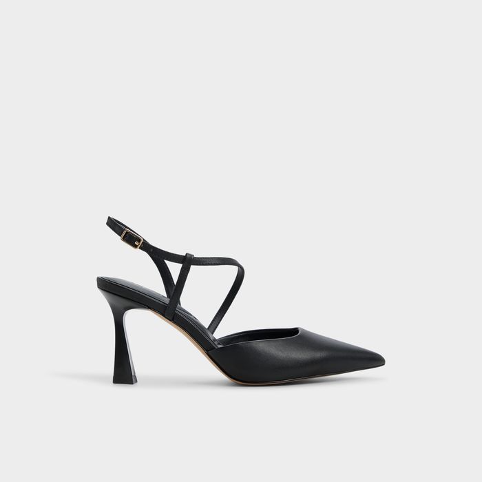 Kitten heeled shoes in black leather - JULEZ