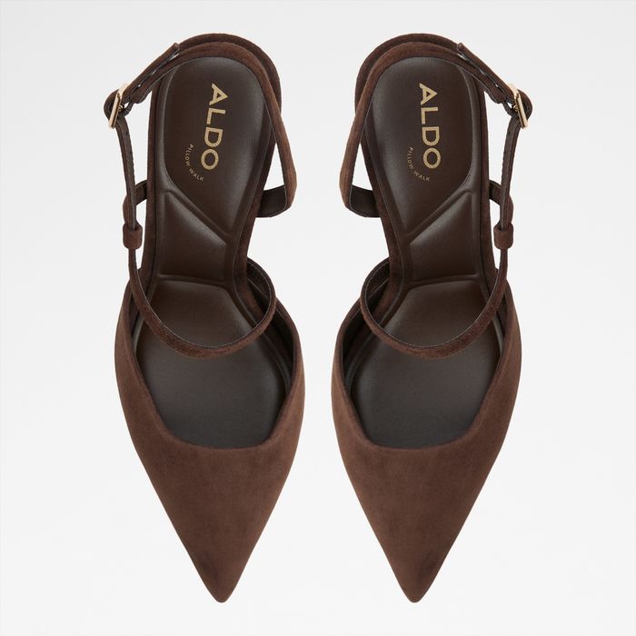 Kitten heeled shoes in brown leather - JULEZ