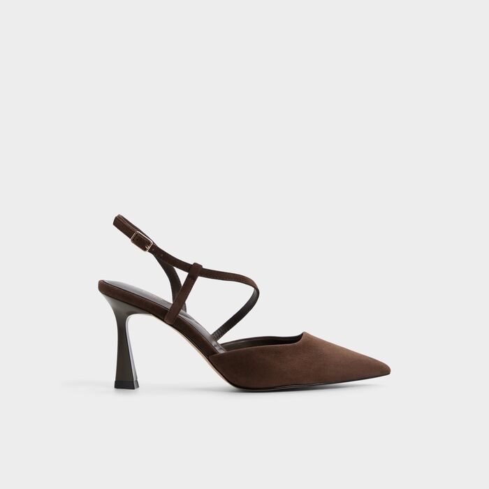 Kitten heeled shoes in brown leather - JULEZ