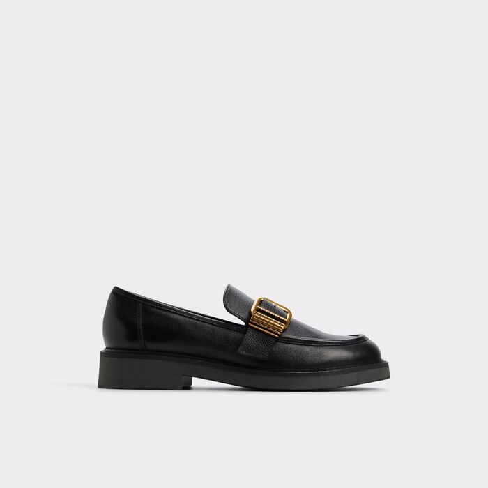 Flat loafers in black leather - KALYA