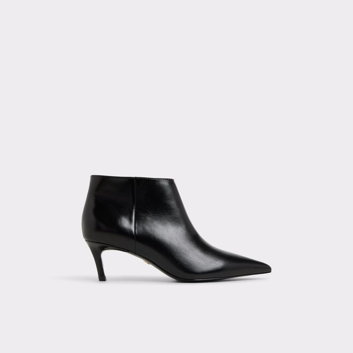 Stiletto heeled ankle boots in black leather - KERALIN