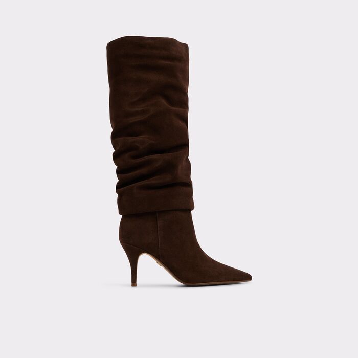 Stiletto heeled boots in brown leather - KIMMIA