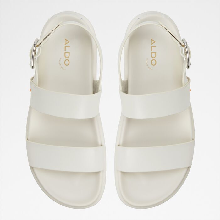 Flat sandals in white leather - LAROISEAN