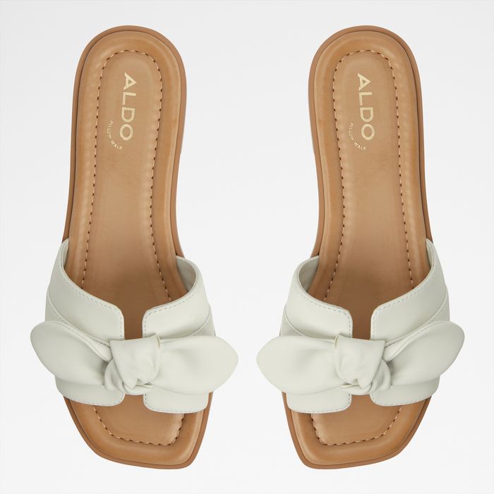 Flat sandals in white leather - LAVINIA