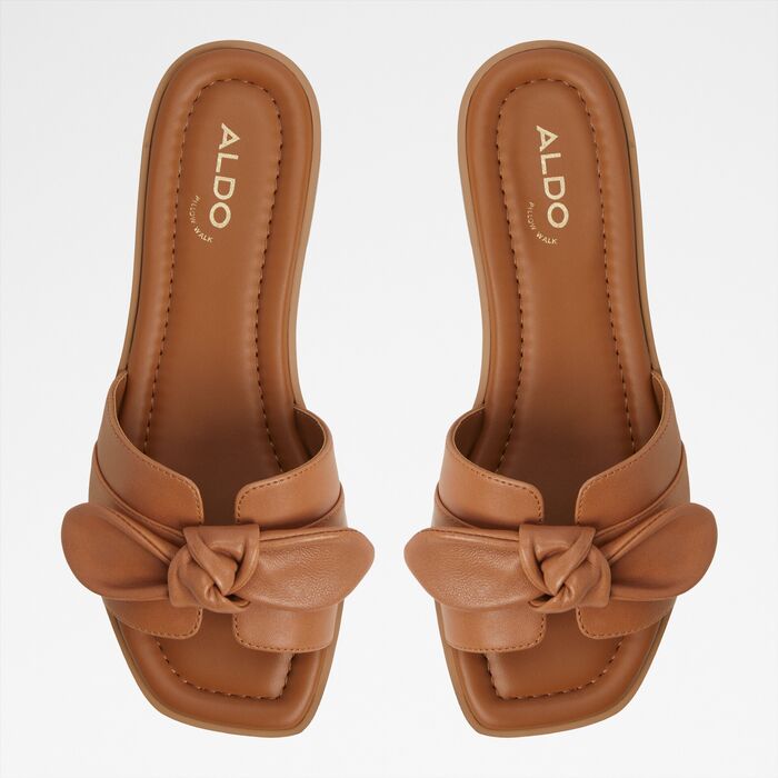 Flat sandals in cognac leather - LAVINIA