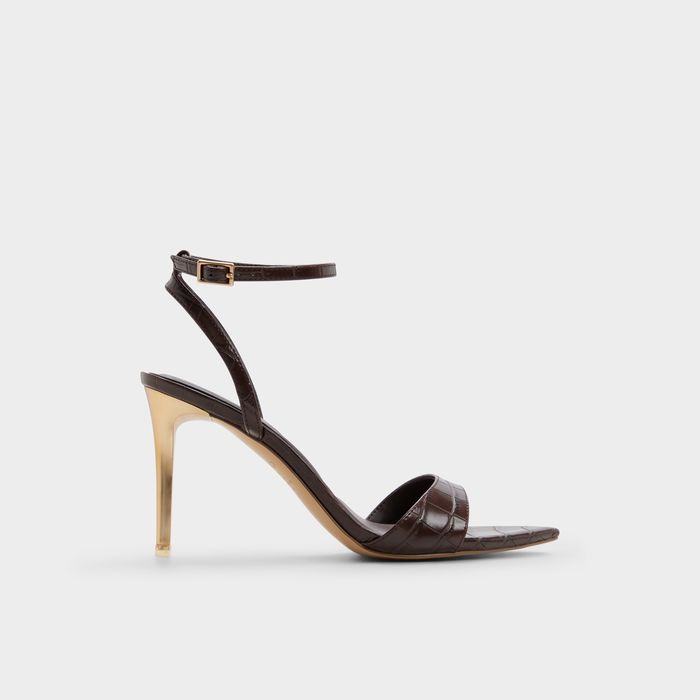Stiletto heeled sandals in brown - LEANDRA