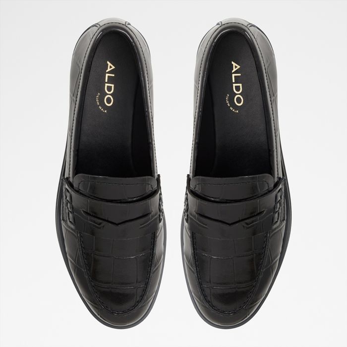 Flat loafers in black leather - LEDEDANTEN