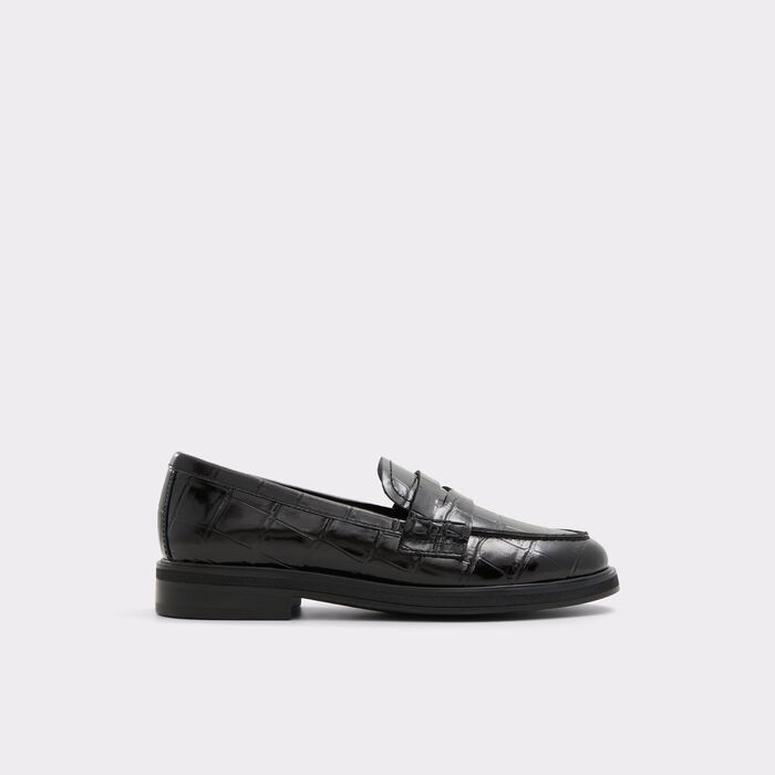 Flat loafers in black leather - LEDEDANTEN
