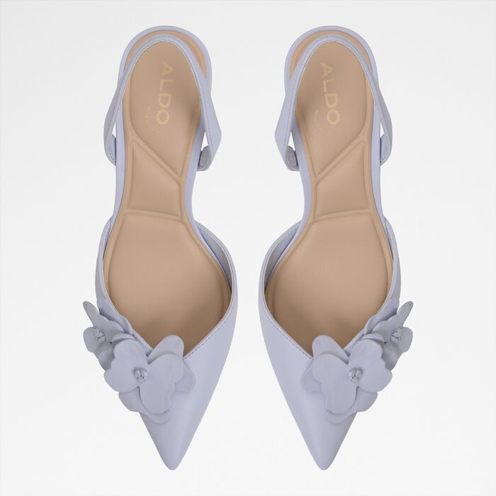 Kitten heeled shoes in lilac leather - LEILANIA