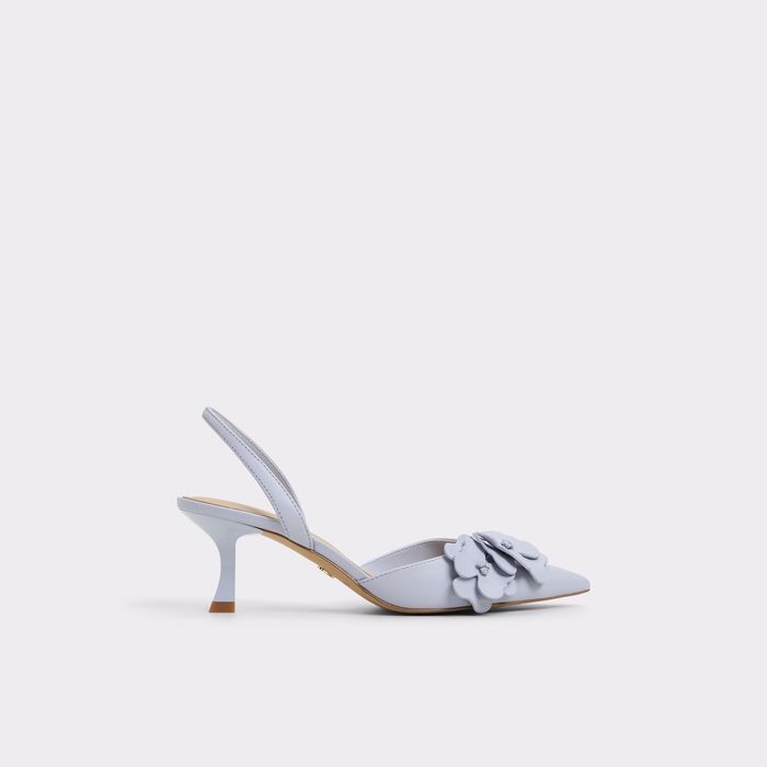 Kitten heeled shoes in lilac leather - LEILANIA