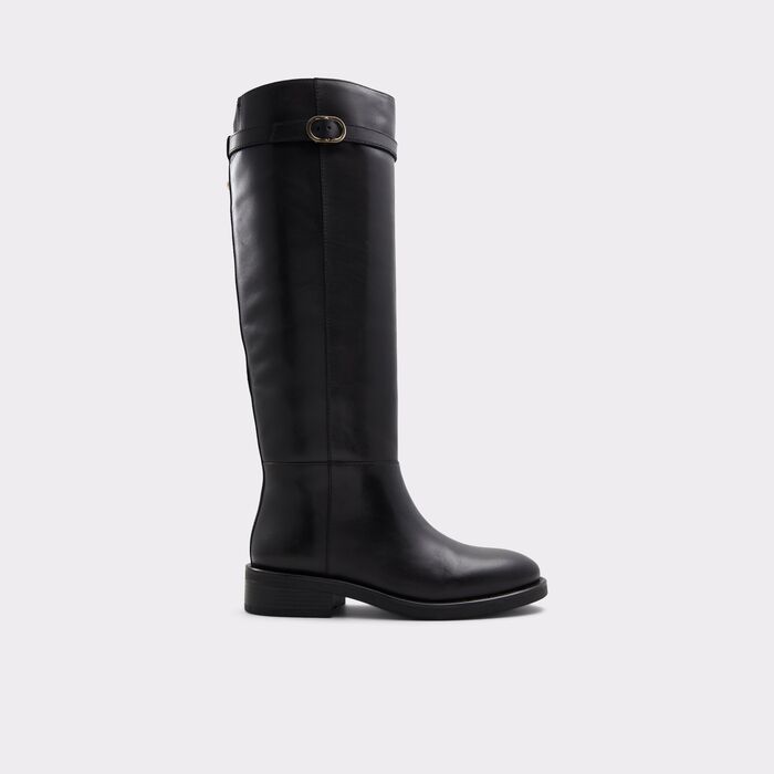 Flat boots in black leather - LOREINA