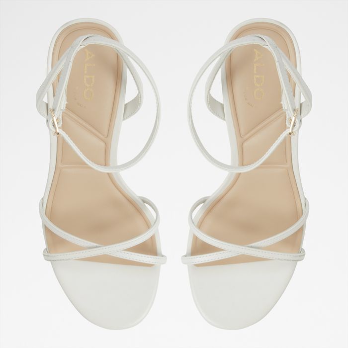 Stiletto heeled sandals in white leather - MARBELA
