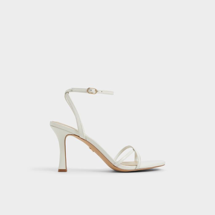 Stiletto heeled sandals in white leather - MARBELA