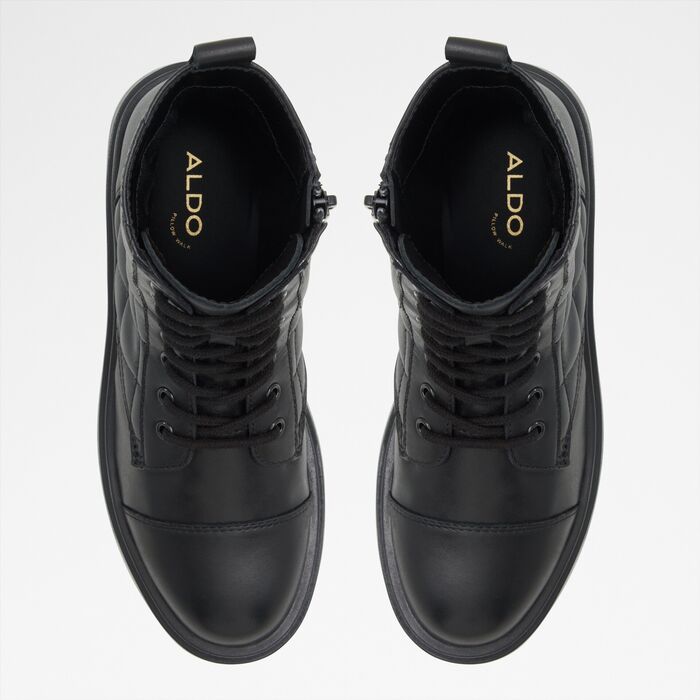 Flat ankle boots in black leather - MARTHIA