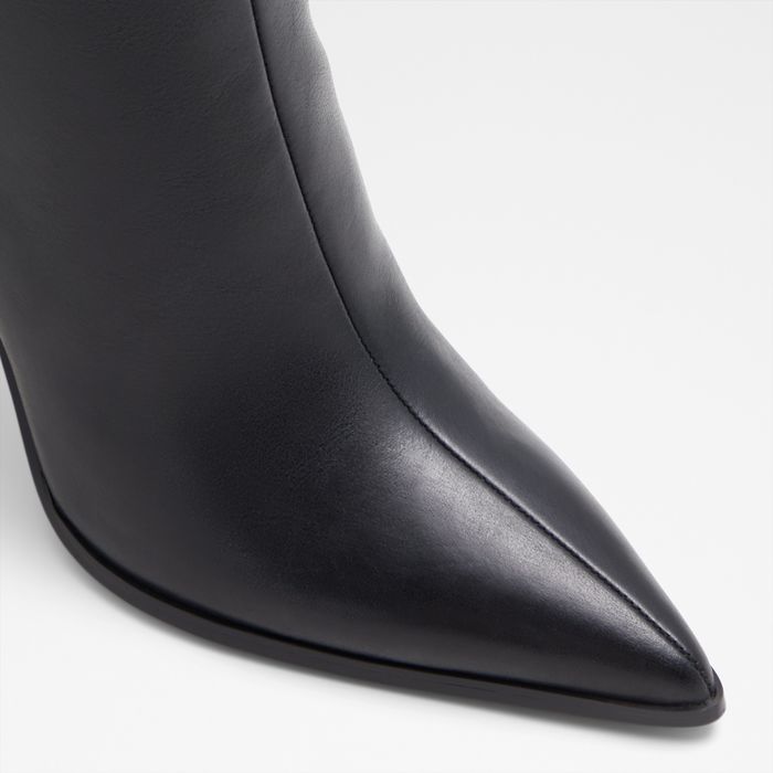 Stiletto heeled boots in black leather - MAYBELLIE