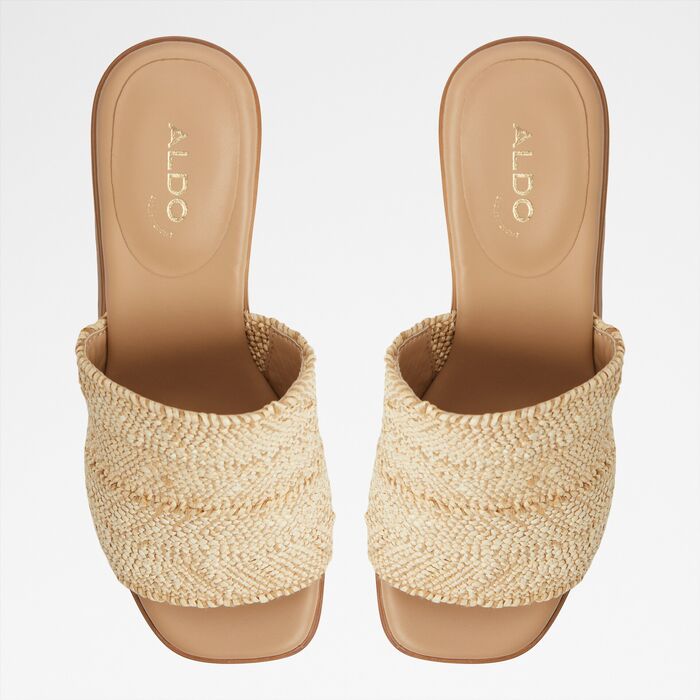 Block heeled with platform mules in beige - MAYSEE