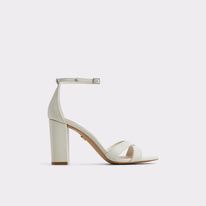 Block heeled sandals in white leather - MELODIE