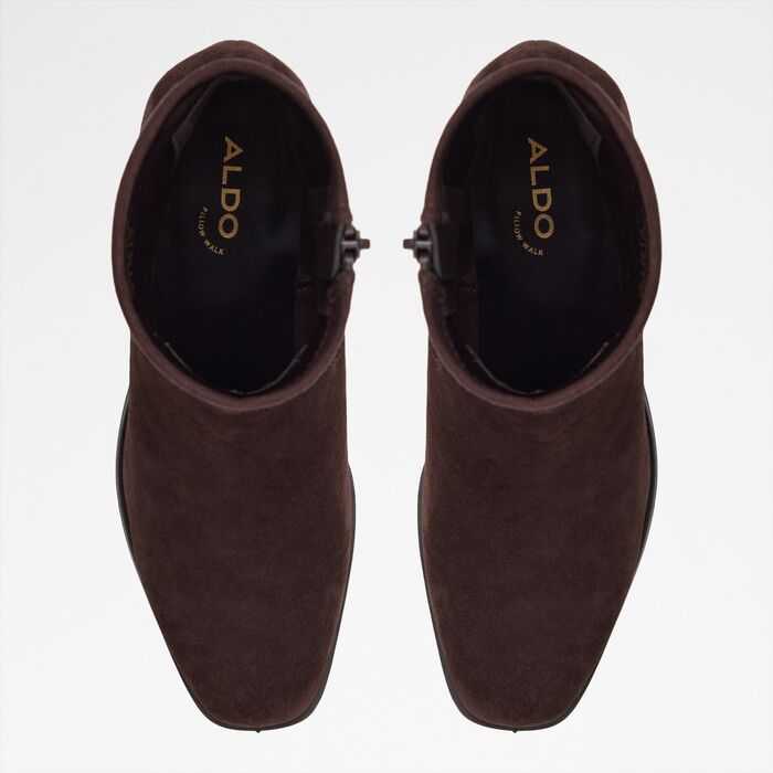 Block heeled ankle boots in brown leather - MERAENDAR