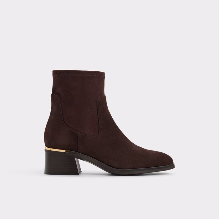 Block heeled ankle boots in brown leather - MERAENDAR