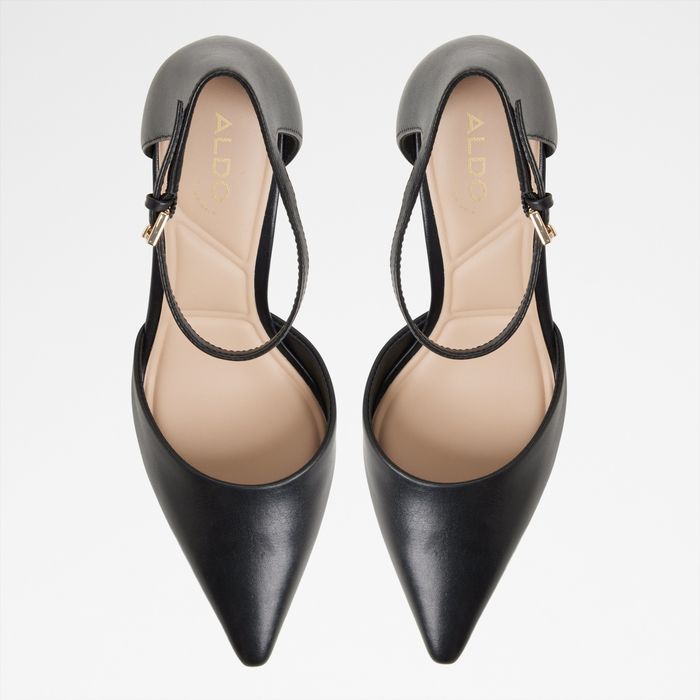 Stiletto heeled shoes in black leather - MERLO