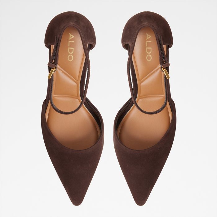 Stiletto heeled shoes in brown leather - MERLO