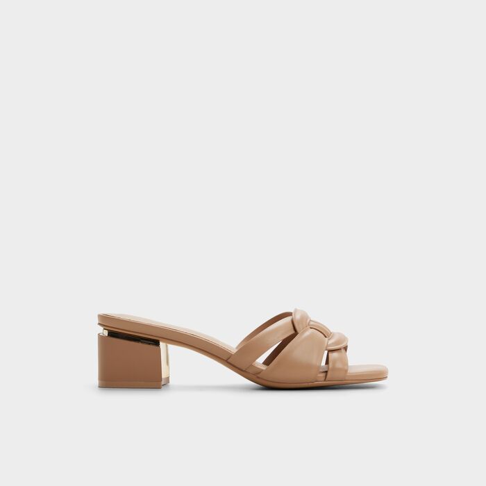 Block heeled mules in beige - NAJLA