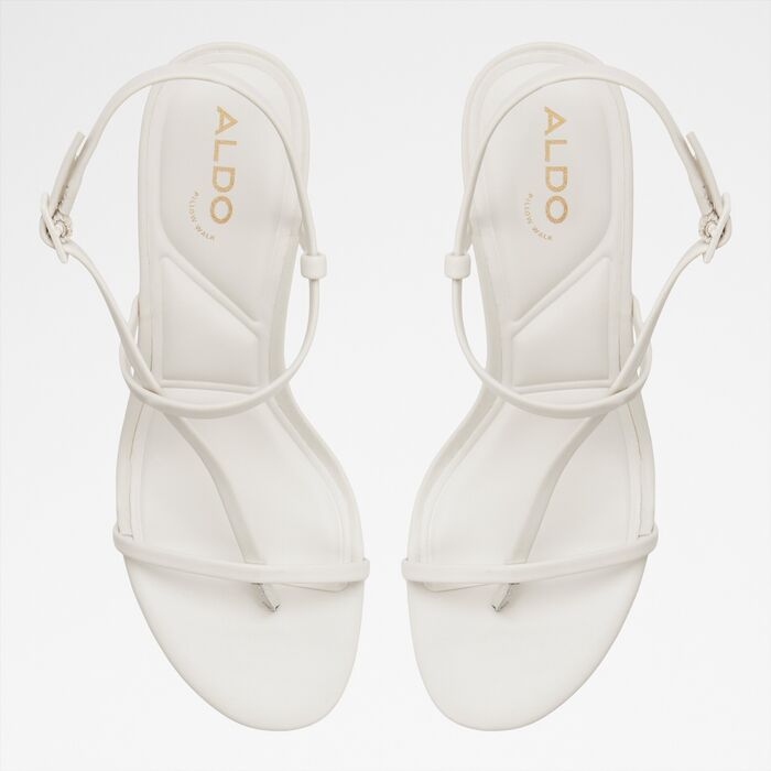 Stiletto heeled sandals in white leather - NALLIA