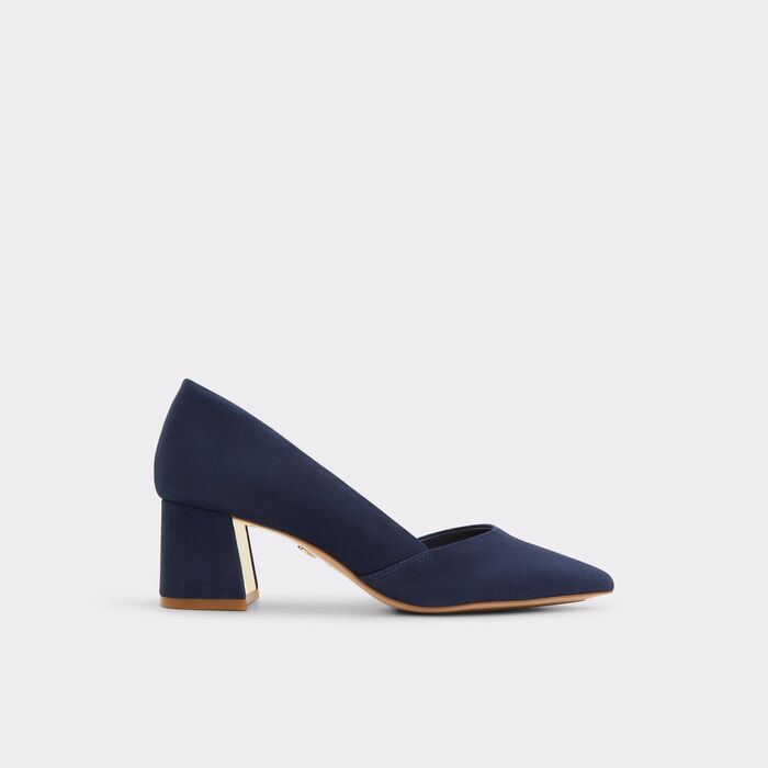 Block heeled shoes in navy leather - OCEIWIA