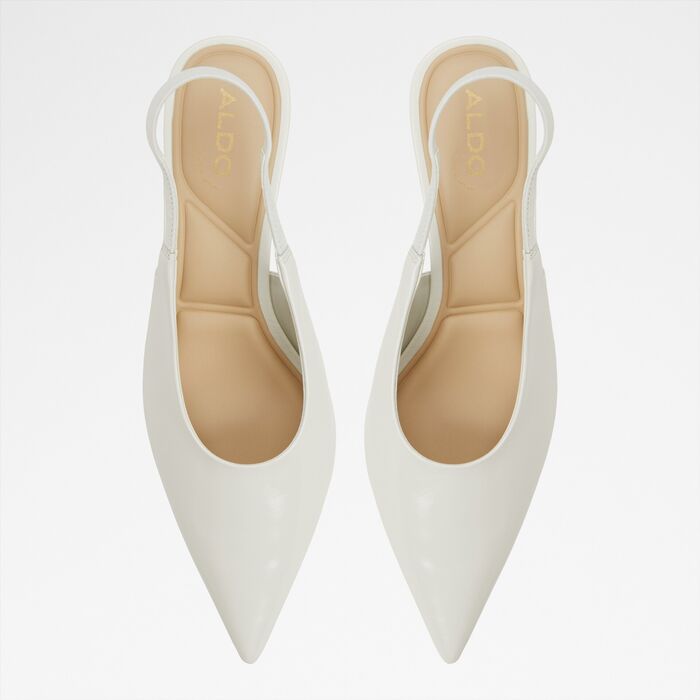 Kitten heeled shoes in white leather - OCEWETH