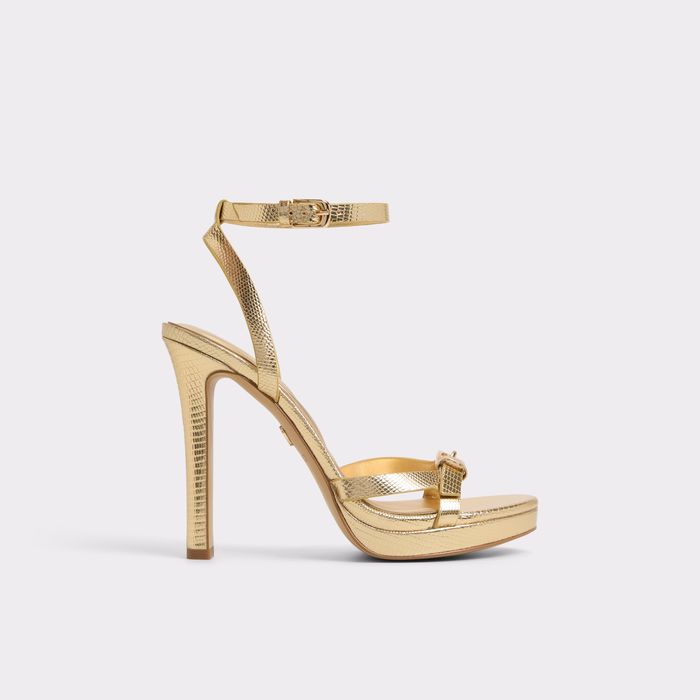 Stiletto heeled with platform sandals in gold - ONAONWAN